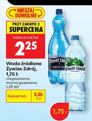 Woda źródlana Żywiec Zdrój mocno gazowana promocja w Biedronka