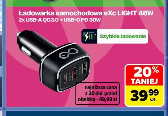 Ładowarka samochodowa eXc Light promocja w Carrefour