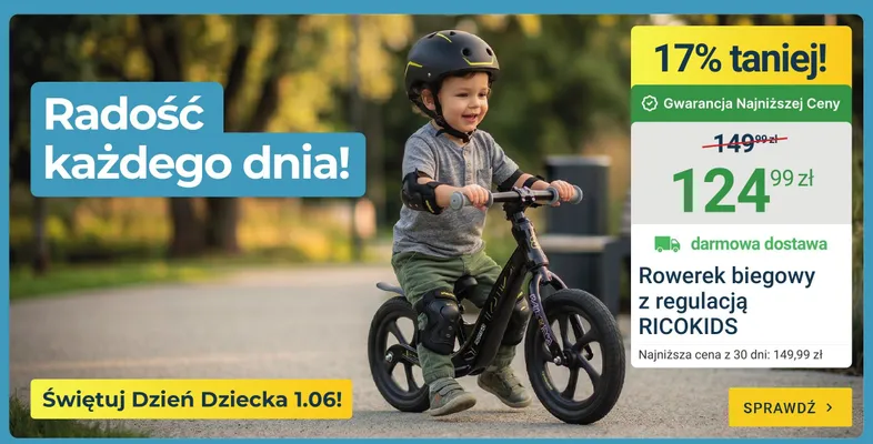 Rowerek biegowy z regulacją RICOKIDS promocja w ERLI