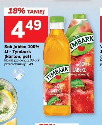 Sok jabłko pet Tymbark 100% promocja w Hitpol