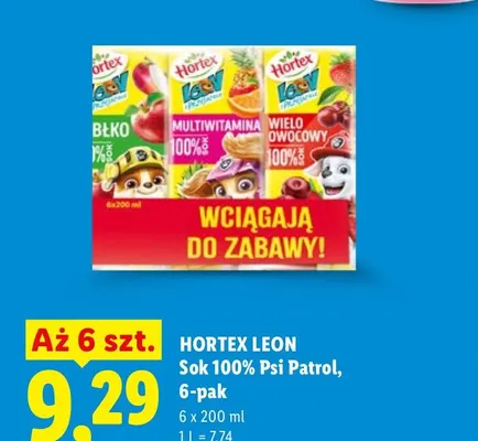 Sok Psi Patrol jabłko 6-pak Hortex Leon 100% promocja w Lidl