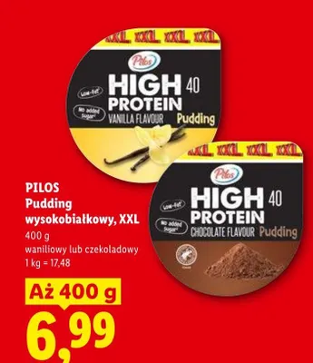 Pudding wysokobiałkowy waniliowy XXL PILOS promocja w Lidl