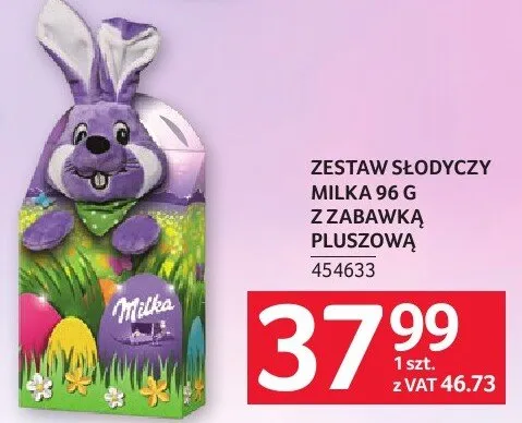 Zestaw słodyczy Milka 96g zajączek + pluszówka promocja w Selgros