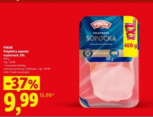 Polędwica sopocka w plastrach XXL Pikok promocja w Lidl
