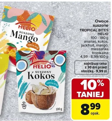 Owoce suszone Tropical Bites Helio ananas, jackfruit, mango, mieszanka tropikalna, kokos promocja w Carrefour Market