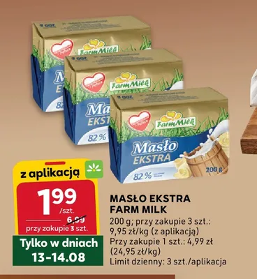 Masło ekstra Farm Milk promocja w Stokrotka