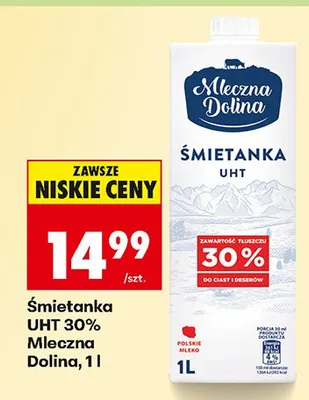 Śmietanka UHT 30% promocja w Biedronka