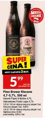 Piwo Browar Kleczew 4,7-5,7%, 500 ml promocja w Twój Market