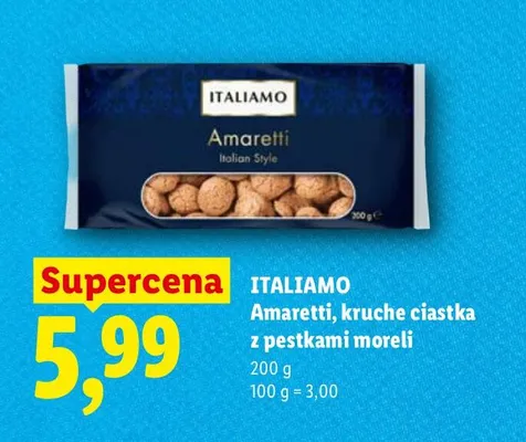 Amaretti, kruche ciastka z pestkami moreli promocja w Lidl