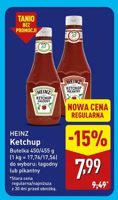 Ketchup łagodny Heinz promocja w Aldi