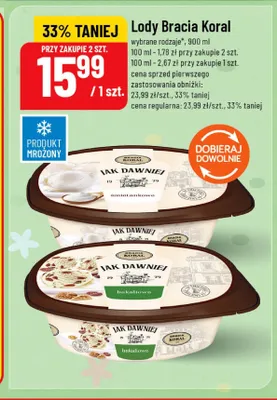 Lody Bracia Koral Jak Dawniej bakaliowe 900ml promocja w POLOmarket