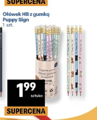 Ołówek HB z gumką Puppy Sign promocja w Delikatesy Centrum