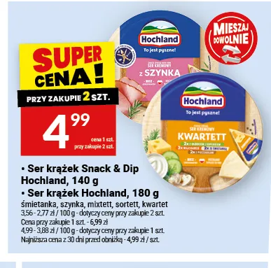 Ser krążek Snack & Dip Hochland promocja w Twój Market
