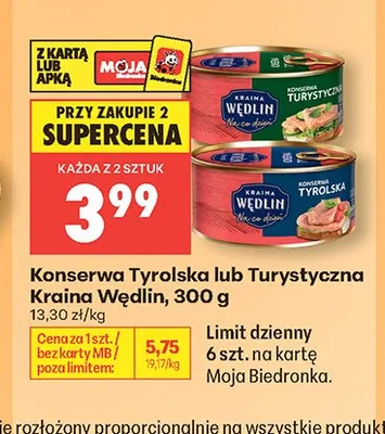 Konserwa Tyrolska Kraina Wędlin promocja w Biedronka