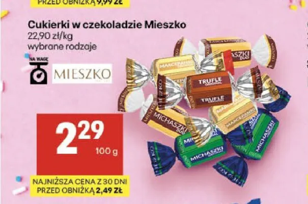 Cukierki w czekoladzie Mieszko Marcepan promocja w Delikatesy Centrum