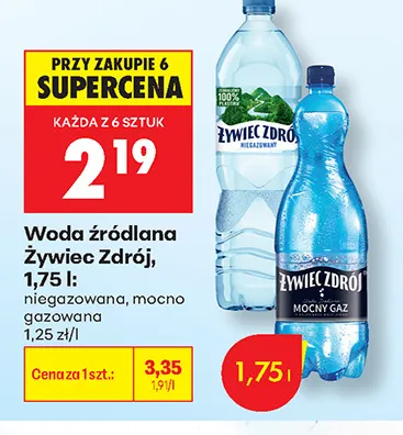 Woda źródlana gazowana Żywiec Zdrój mocno promocja w Biedronka
