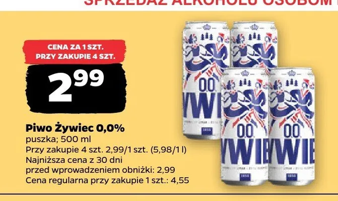 Piwo żywiec 0,0% promocja w Netto