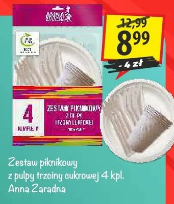 Zestaw piknikowy z pulpy trzciny cukrowej 4kpl Anna Zaradna promocja w Arhelan