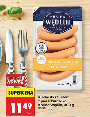 Kiełbaski z filetem z piersi kurczaka promocja w Biedronka