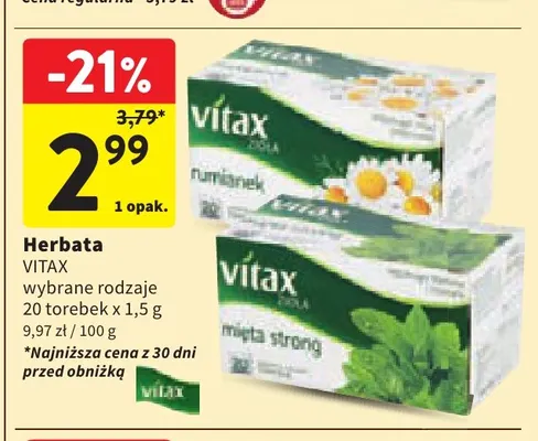 Herbata Vitax rumianek promocja w Intermarche