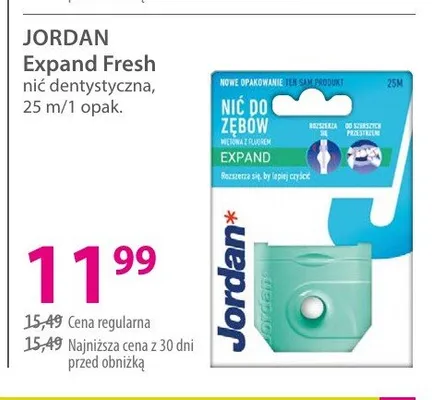 Nić dentystyczna JORDAN Expand Fresh 25 m promocja w Hebe