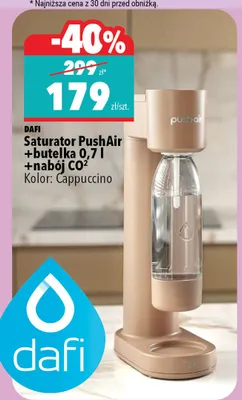 Saturator PushAir + butelka 0,7 l + nabój CO² kolor: Cappuccino Dafi promocja w Biedronka Home