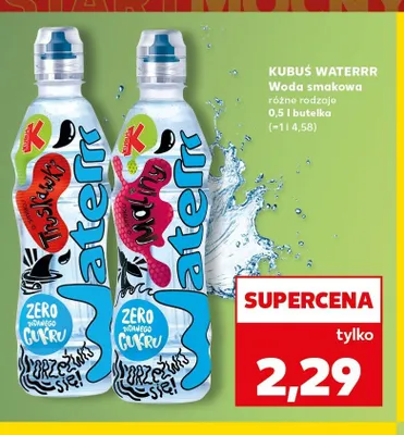 Woda smakowa malinowa Kubuś Waterrr promocja w Kaufland
