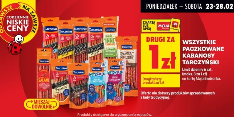 Wszystkie paczkowne kabanosy promocja w Biedronka