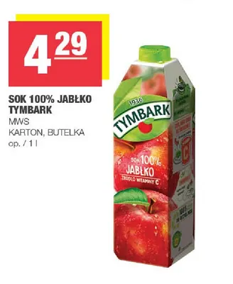 Sok jabłko Tymbark 100% promocja w SPAR
