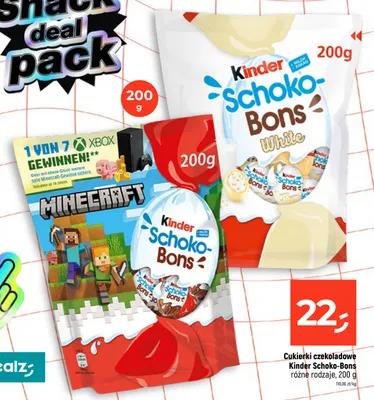 Cukierki czekoladowe Kinder Schoko-Bons White promocja w Dealz