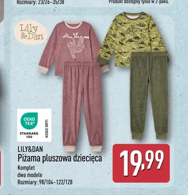 Piżama pluszowa dziecięca Lily & Dan promocja w Aldi