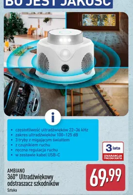 360° Ultradźwiękowy odstraszacz szkodników promocja w Aldi