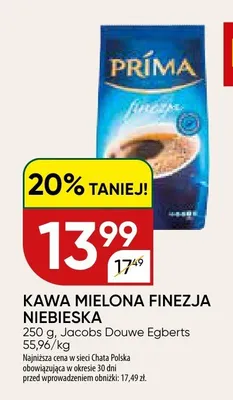 Kawa mielona Prima Finezja Niebieska promocja w Chata Polska