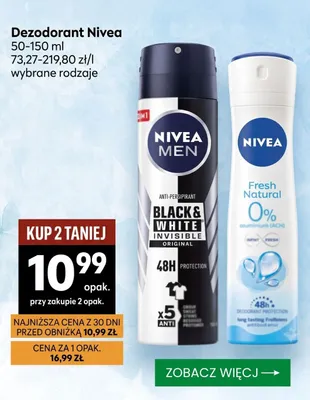 Dezodorant Nivea Men Black & White Invisible Original promocja w Delikatesy Centrum