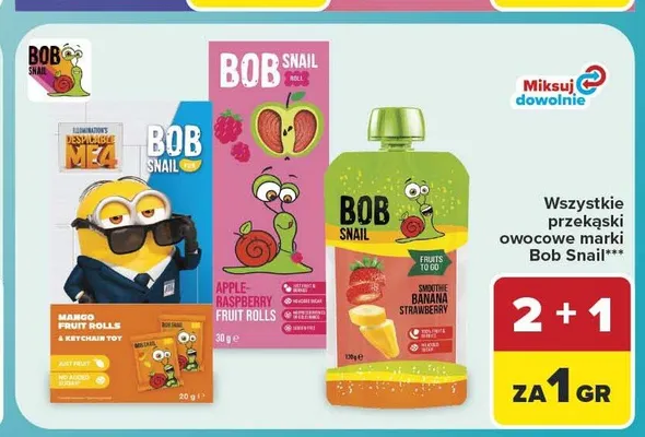 Smoothie Bob Snail Banana Strawberry promocja w Carrefour