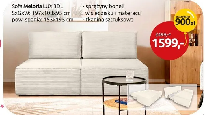 Sofa Meloria LUX 3DL promocja w Black Red White