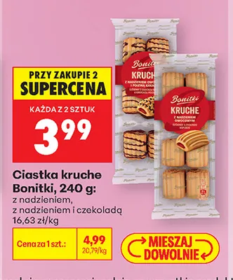 Ciastka kruche z nadzieniem i czekoladą Bonitki promocja w Biedronka