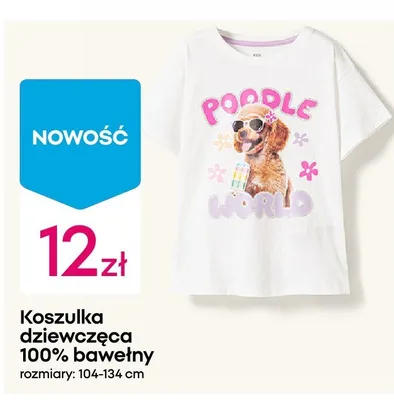 Koszulka dziewczęca 100% bawełny promocja w Pepco