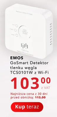 GoSmart detektor tlenku węgla TCS0101W z Wi-Fi Emos promocja w Poczta Polska