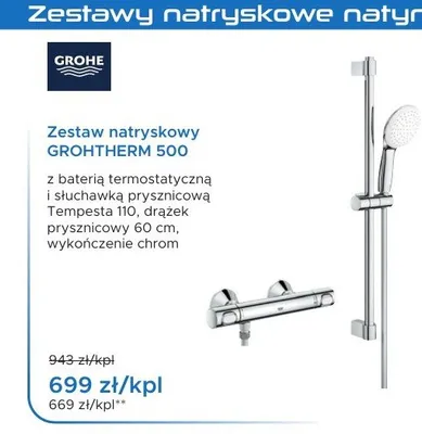Zestaw natryskowy Grohe Grohtherm 500 promocja w Blu Salony Łazienek