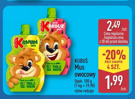 Mus owocowy arbuz Kubuś promocja w Aldi