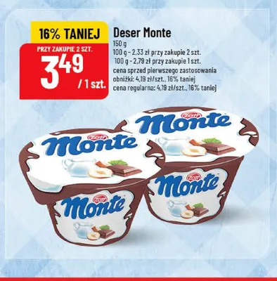 Deser czekoladowo-orzechowy Monte promocja w POLOmarket
