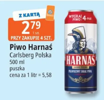 Piwo Harnaś jasne pełne promocja w Leclerc
