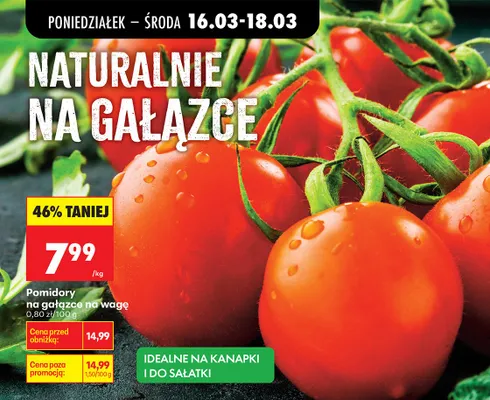 Pomidory na gałązce promocja w Biedronka