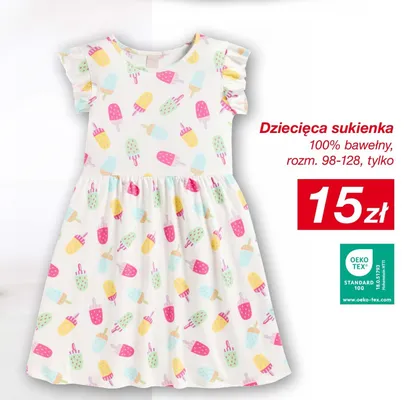 Dziecięca sukienka 100% bawełny rozm. 98-128 w lody promocja w KiK