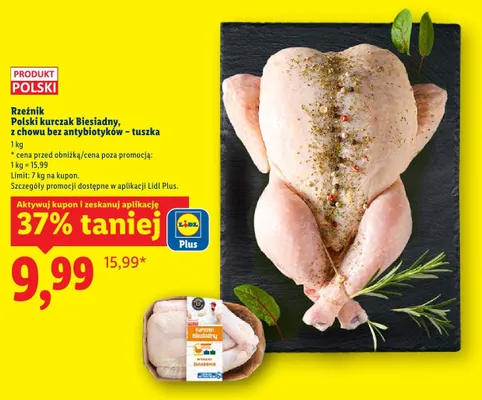 Kurczak Biesiadny z chowu bez antybiotyków tuszka promocja w Lidl