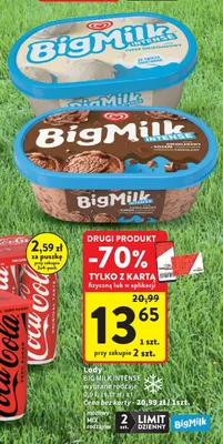 Lody BIG MILK INTENSE promocja w Intermarche