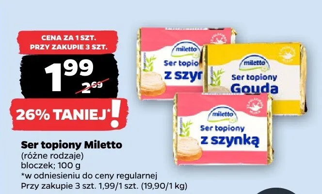 Ser topiony różne rodzaje bloczek promocja w Netto