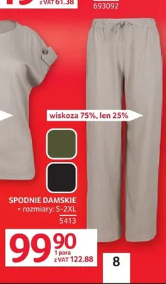Spodnie damskie wiskoza 75% len 25% promocja w Selgros