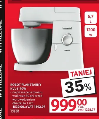 Robot planetarny Kenwood Chef XL KVL4170W promocja w Selgros